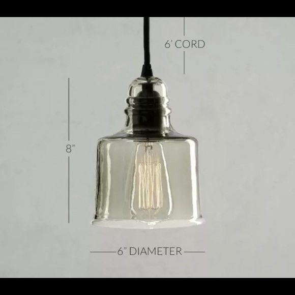 NEW Pottery Barn Paxton Hand Blown Glass Pendant, Short Shade (8" High) - Picture 2 of 4